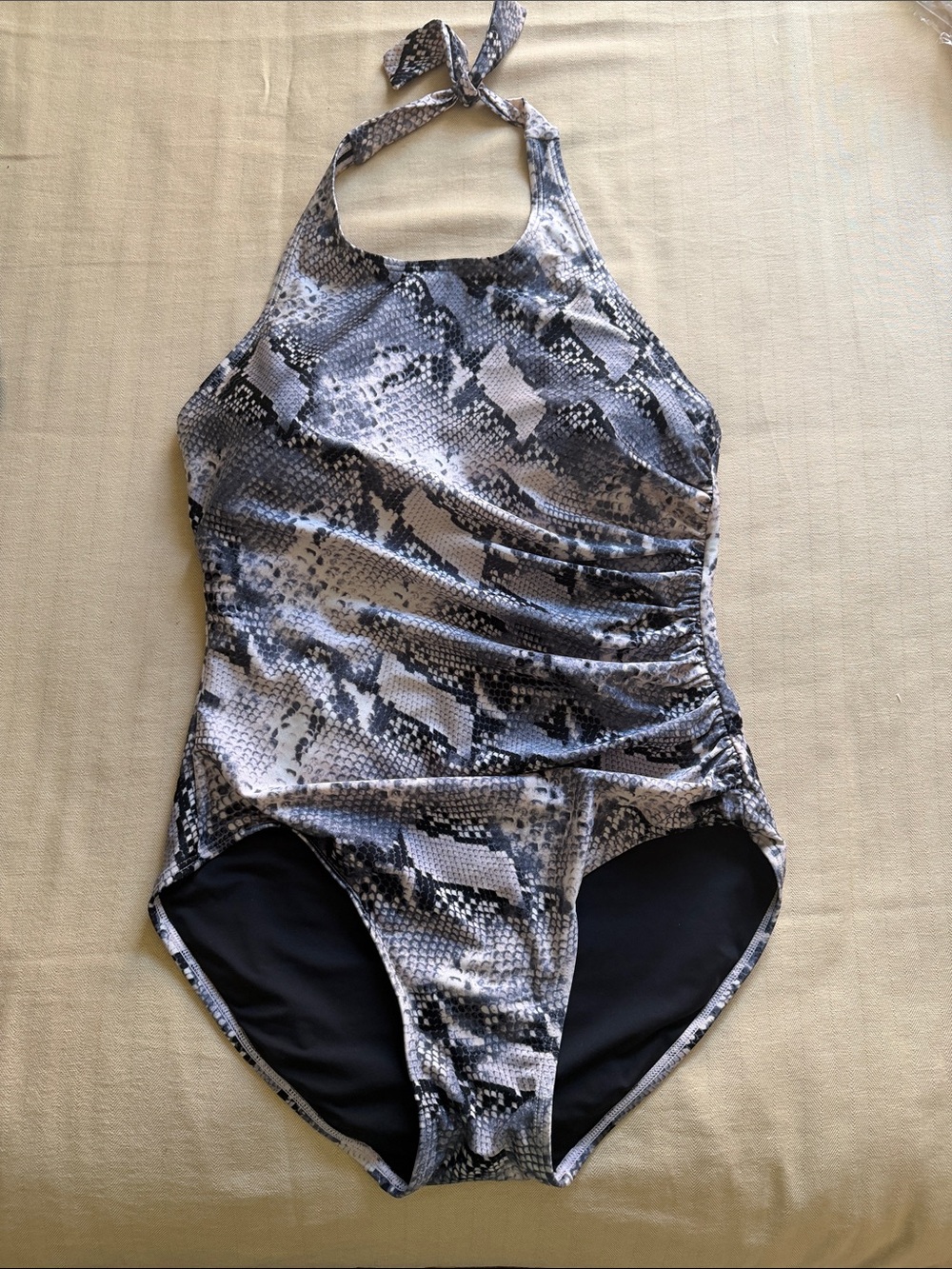 Calvin Klein new Gray Snake-Print Halter Swimsuit, size 16, perfect condition!